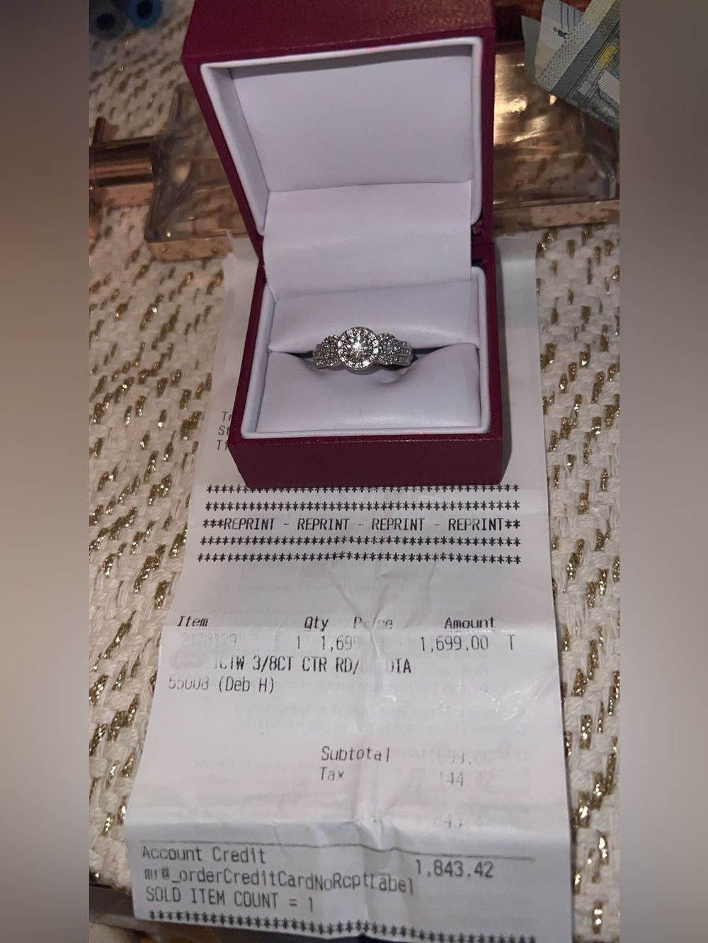 Classic Silver-Tone Double Halo Diamond Ring - White